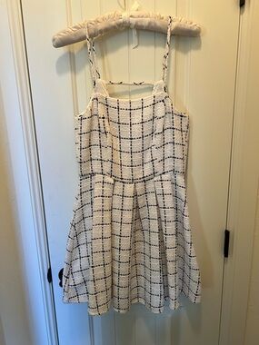 BCBGeneration Knit Black and White Tweed Plaid Midi Dress Size 4 NWT